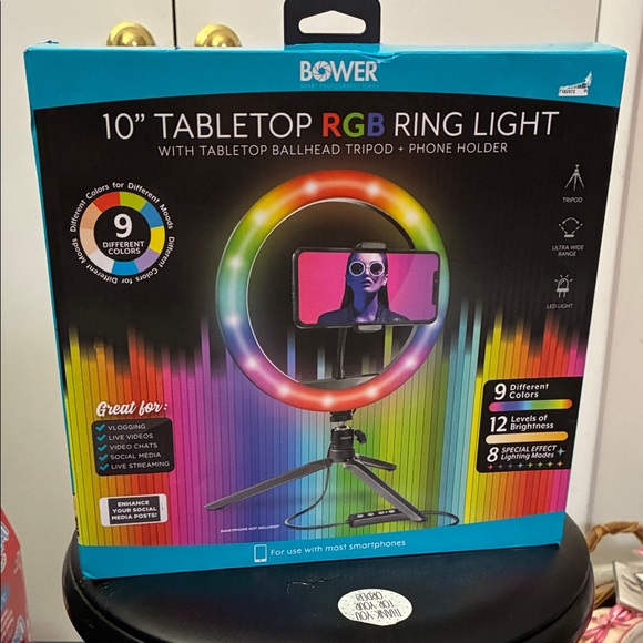 Bower Other - Bower RGB Ring Light with Tripod and Phone Holder - Black